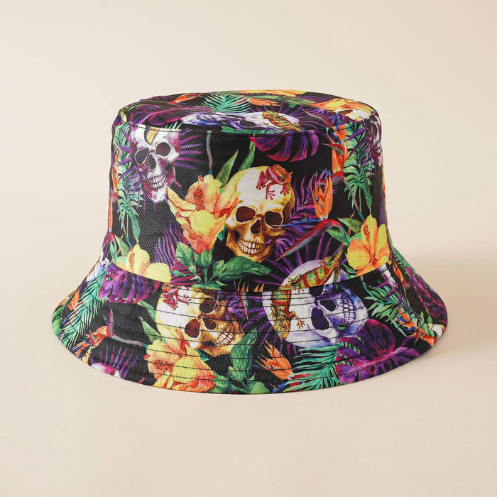 Wholesale geometric graffiti retro fisherman hat printed double-sided all-match basin hat outdoor sun hat