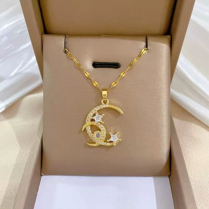 Wholesale Star and Moon Luxury Diamond Clavicle Necklace