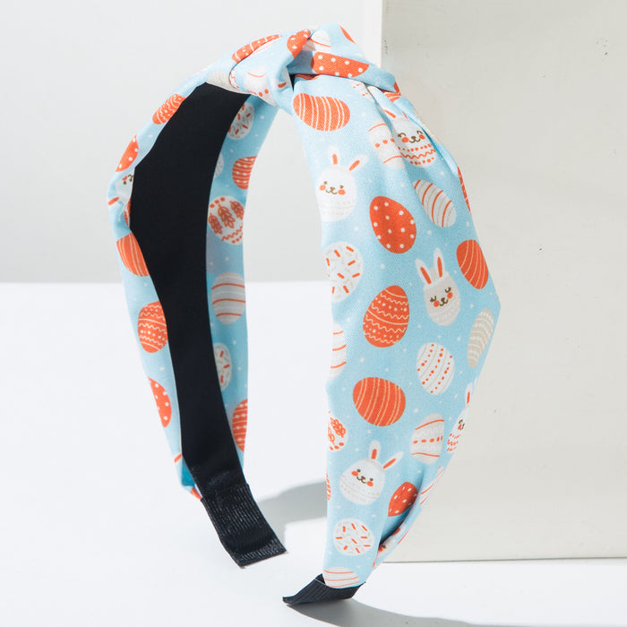Wholesale Easter Egg Bunny Print Knotted Headband