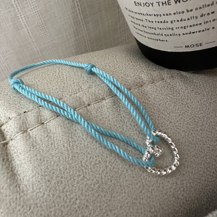 Wholesale Pure silver bracelet with a niche design that can be layered with a heart-shaped colored bracelet jewelry