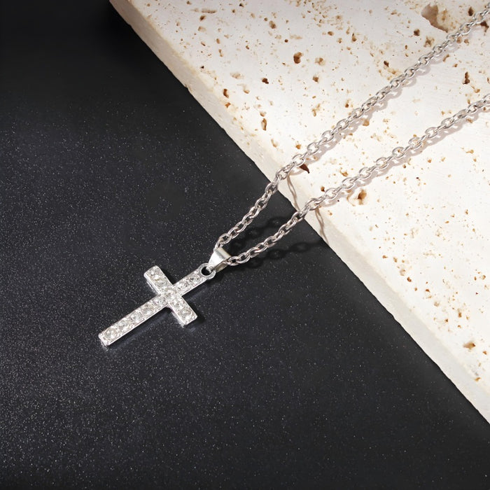 Wholesale Necklace accessories, street stainless steel full diamond cross collarbone chain wholesale