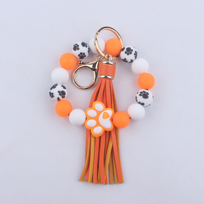 Wholesale silicone bead bracelet wrist keychain
