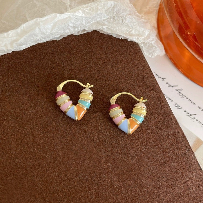 Wholesale Love colored ear studs, earrings, design sense, temperament, earrings