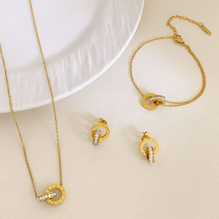 Wholesale titanium steel Roman numeral necklace set