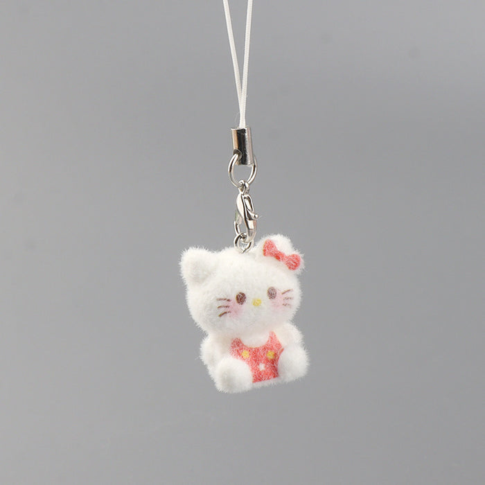 Wholesale plush cat pendant cute girly keychain for bags and phone