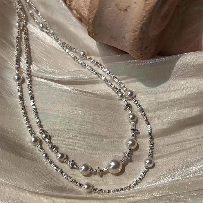 Wholesale Pure silver pearl necklace, women's collarbone chain, high-end and niche