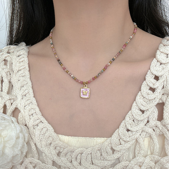 Wholesale Advanced style new natural stone bead necklace, fashionable, light luxury, niche, high-end temperament, versatile collarbone chain