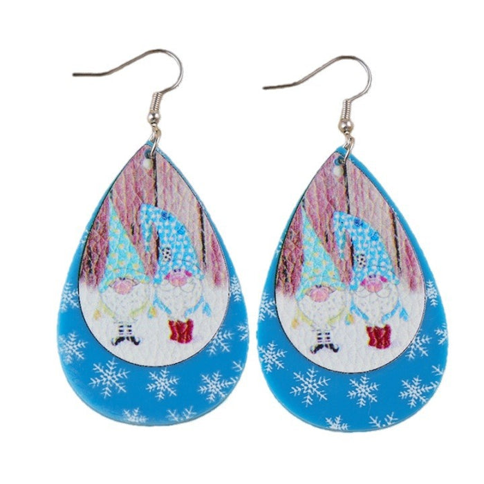 Wholesale Christmas glitter acrylic earrings Sika deer Christmas tree old man drop shaped earrings jewelry