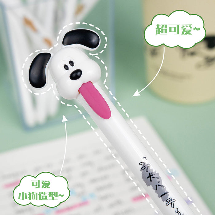 Wholesale 4pcs/pack Cute Dog-Shaped Pull-Out Tongue Gel Pen Plastic 0. 5mm