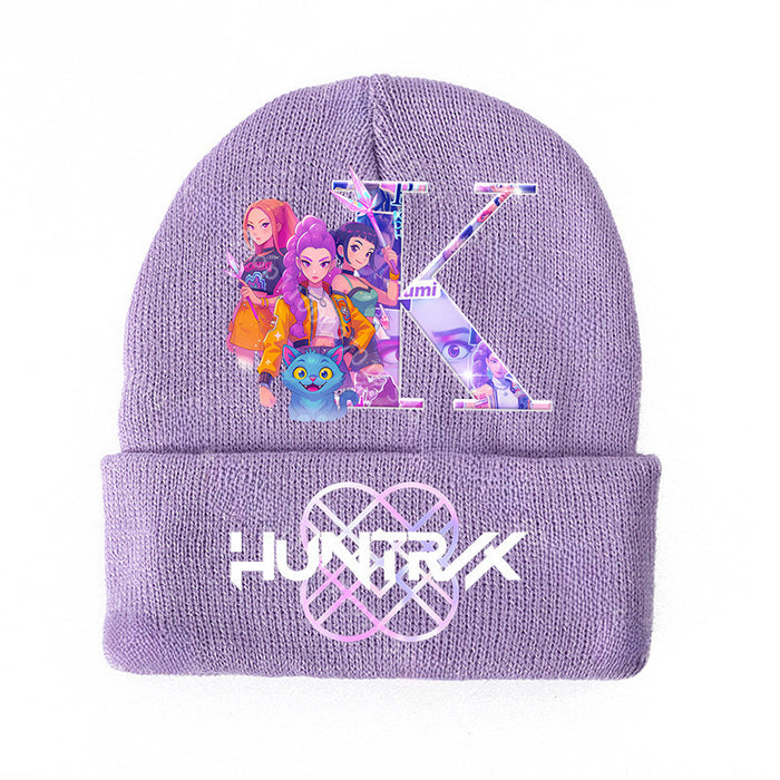 Wholesale KPOP knitted cartoon letters autumn and winter hat