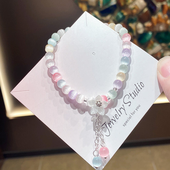 Wholesale Glass Cat Eye Flower Bracelet - Women' s Fashion Jewelry Accessory MOQ≥3