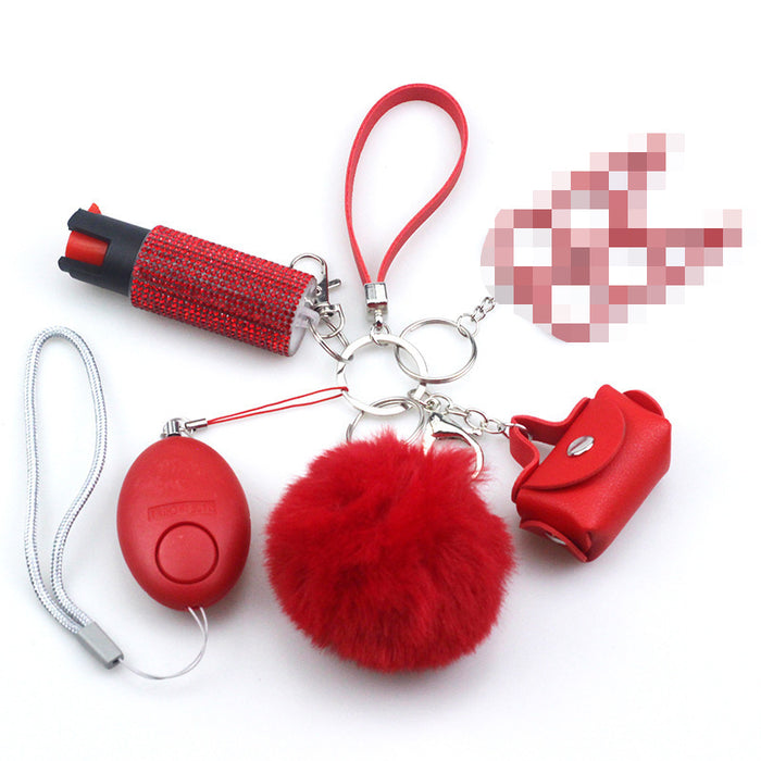 Wholesale Leather Pom Pom 5 Piece Keychain Set JDC-KC-TouMS044