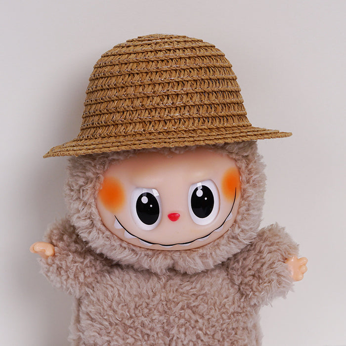 Wholesale  mini hollow top woven straw hat dome wave pull cloth leaking ear hat dress-up baby clothes accessories