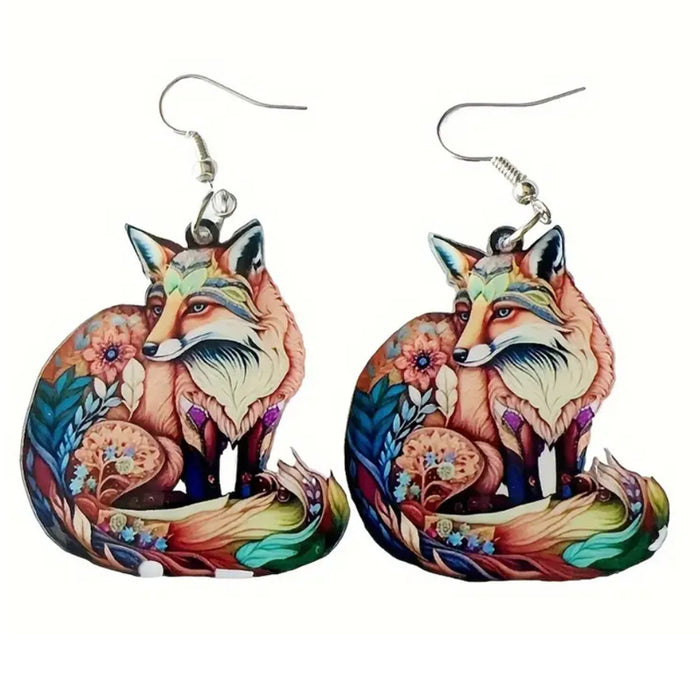 Wholesale Hummingbird Fox Horse Kite Parrot Acrylic Pendant Earrings JDC-ES-Yuhen001