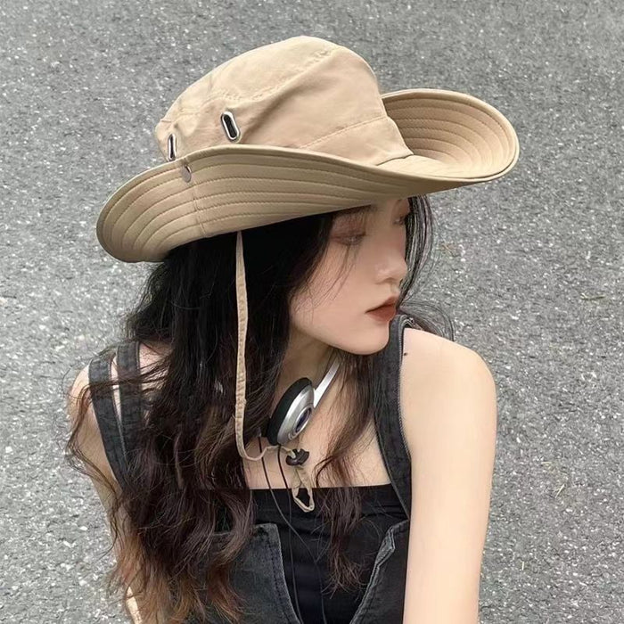 Wholesale Hat Drawstring Versatile Breathable Fisherman's Hat Sunshade and Sun Protection Large brimmed Sun Hat