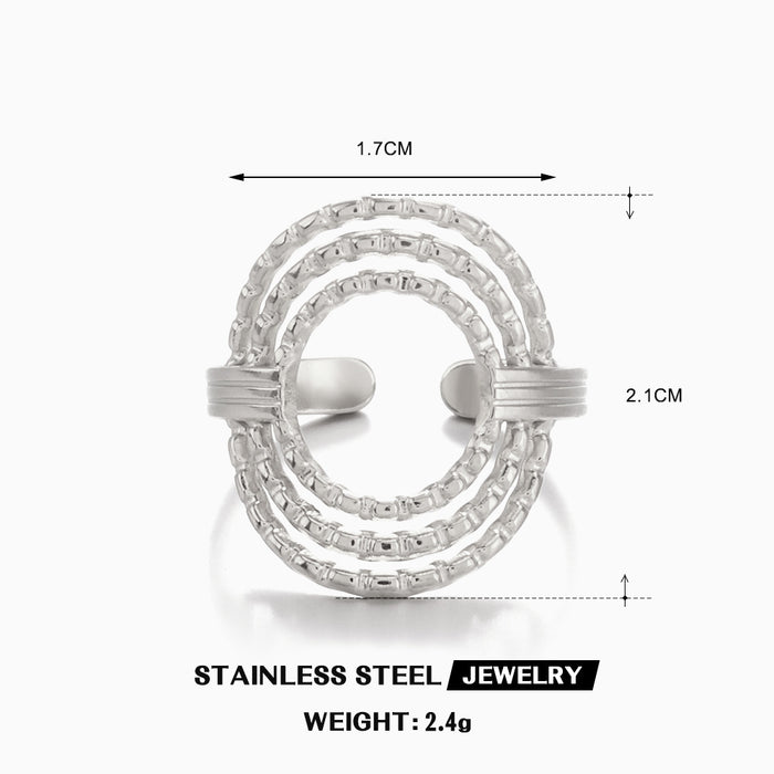 Wholesale Fashionable and popular stainless steel simple hollow circular ring, versatile and niche design sense
