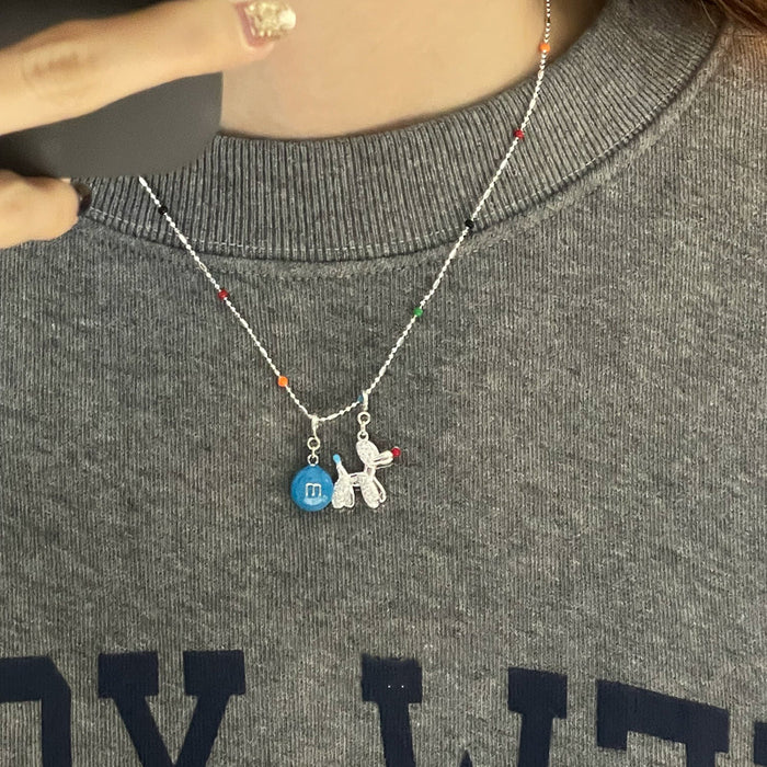 Wholesale  ball dog color necklace female niche  chain sweater chain