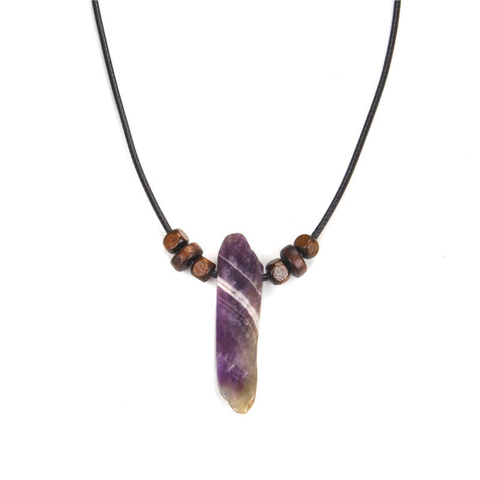 Wholesale Irregularly shaped raw stone flat tube pendant and stone bead necklace