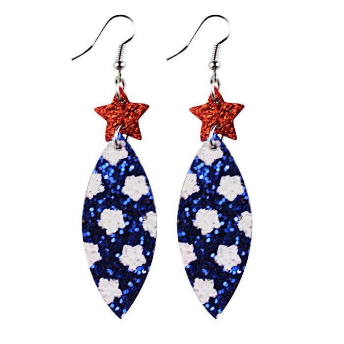Wholesale Leather earrings with printed pentagram PU leather earrings and water droplet multi-layer earrings wholesale