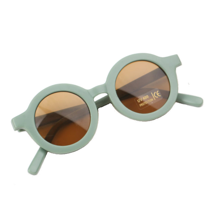 Wholesale Baby sunglasses matte children's sunglasses trendy round frame retro mocha mirror