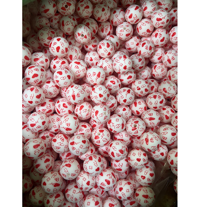 Wholesale 10PCS Water Transfer Silicone Colorful Leopard Beads JDC-BDS-HongZhou028