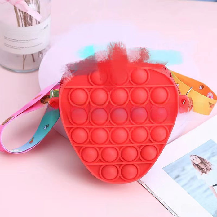 Wholesale Bag, coin purse, silicone crossbody, adult, child, decompression, cute fruit, strawberry