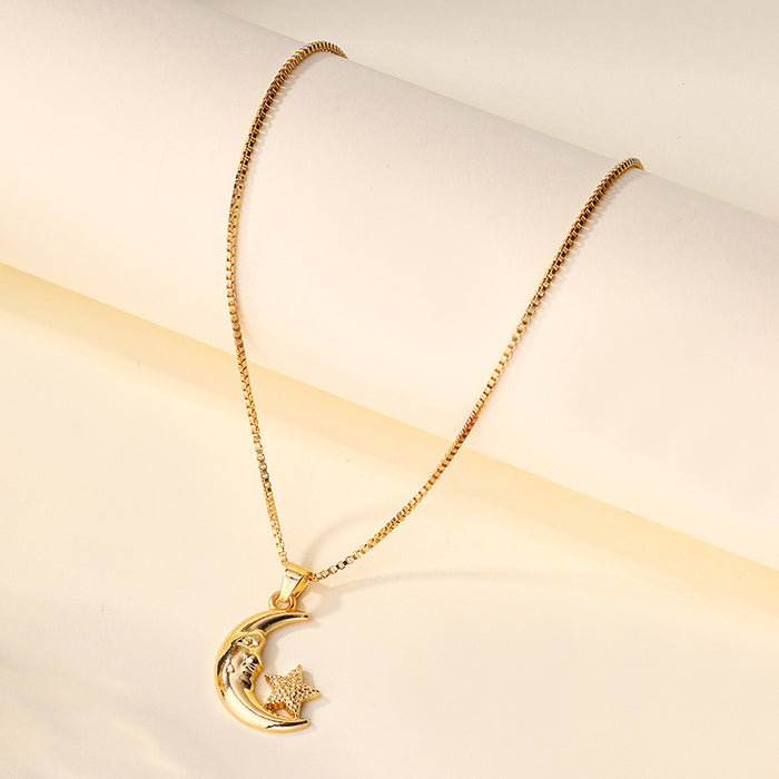Wholesale Jewelry alloy moon pendant, simple and versatile star necklace