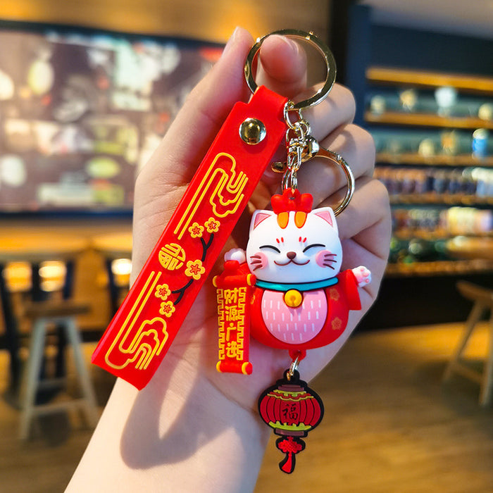 Wholesale Lucky Bag Lucky Cat Rubber Keychain JDC-KC-Tingm030