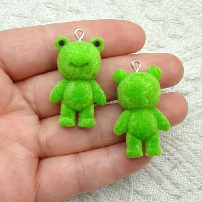 Wholesale 10pcs Resin Flocked Plush Doll Keychain Frog Animal Cute Pet Bag Charm Pendant