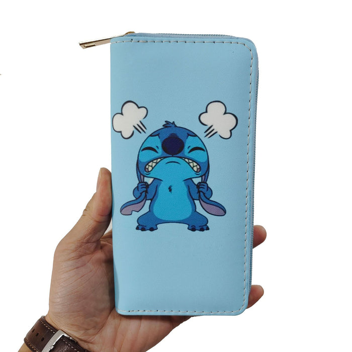 Wholesale Anime Cartoon Stitch PU Long Zipper Wallet 1928 Stitch Wallet Printed Clutch JDC-WT-DengX004