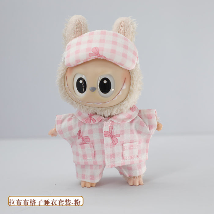 Wholesale Pajamas Set Pendant Doll Cute Plaid Eye Mask Baby Clothes  Replaceable Clothes