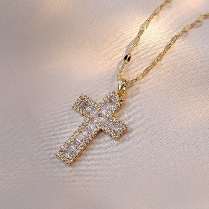 Wholesale Necklace jewelry zircon cross zircon simple niche design pendant