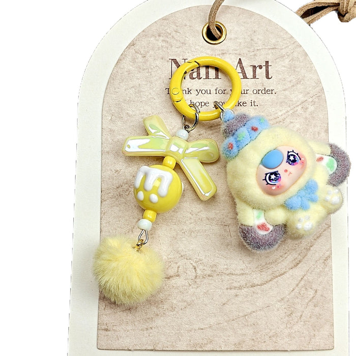 Wholesale Flocked Cartoon Cute Particle Keychain Bag Charm