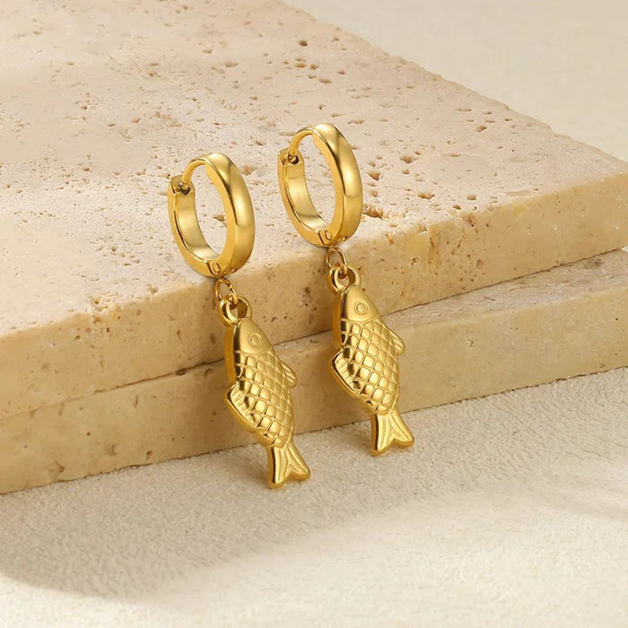 Wholesale Stainless steel  goldfish pendant earrings,  elegant and simple jewelry