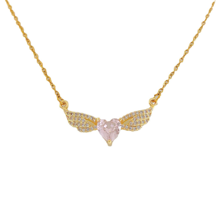 Wholesale Titanium Steel Heart-shaped Wing Necklace JDC-NE-Moyu003