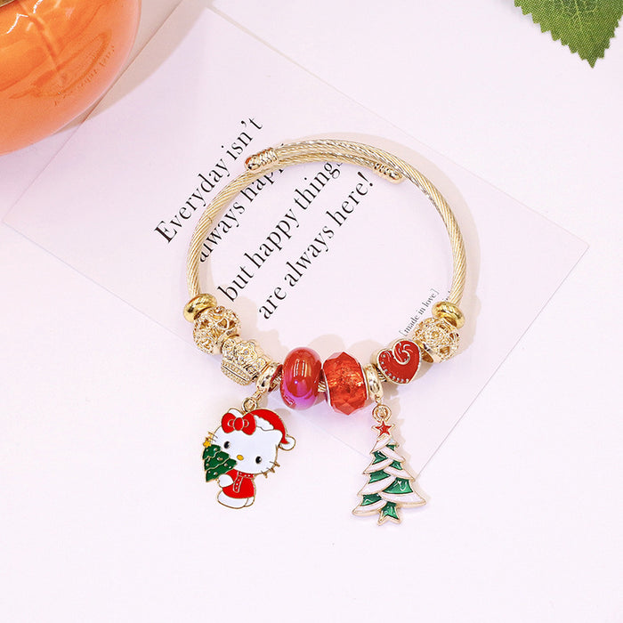 Wholesale Beaded Charm Bracelet Christmas Tree Cartoon Design MOQ≥2