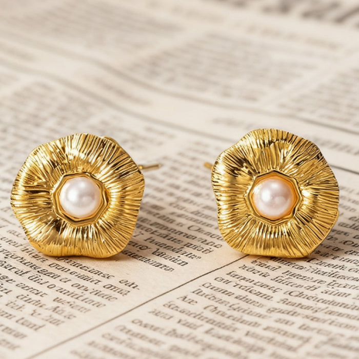 Wholesale Retro-style personalized flower electroplated stud earrings