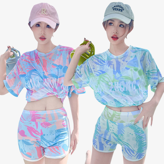 Wholesale New Split Student Sports Hot Spring Conservative Training Swimsuit 3-Piece Women's Swimsuit