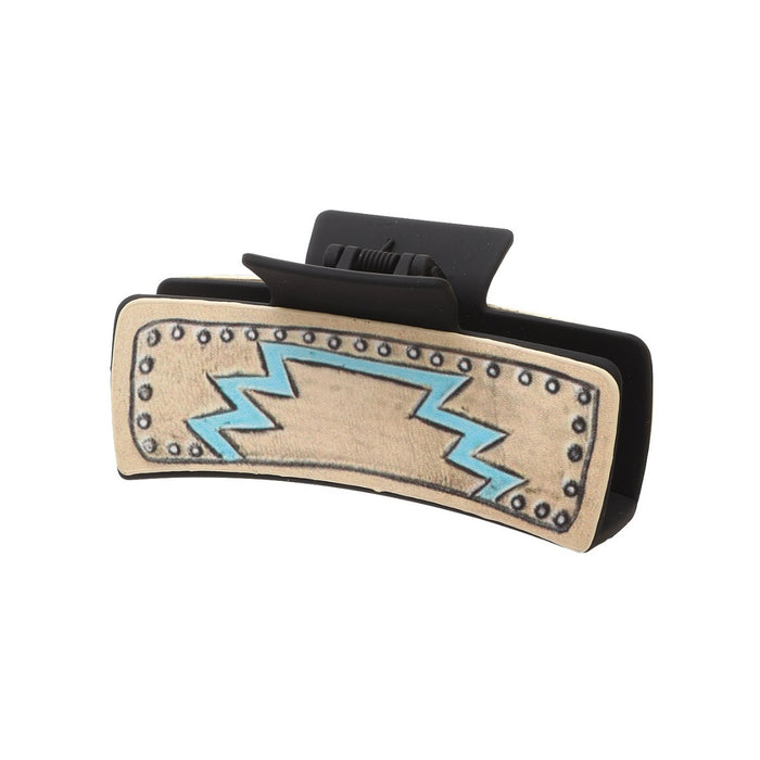 Wholesale Western Denim Style Leather Hairpin Cattle Head Shark Clip Women' s Grab Clip