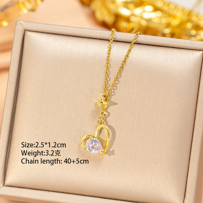 Wholesale Gold Plated Titanium Steel Floral Pendant Necklace Stylish Gift MOQ≥2