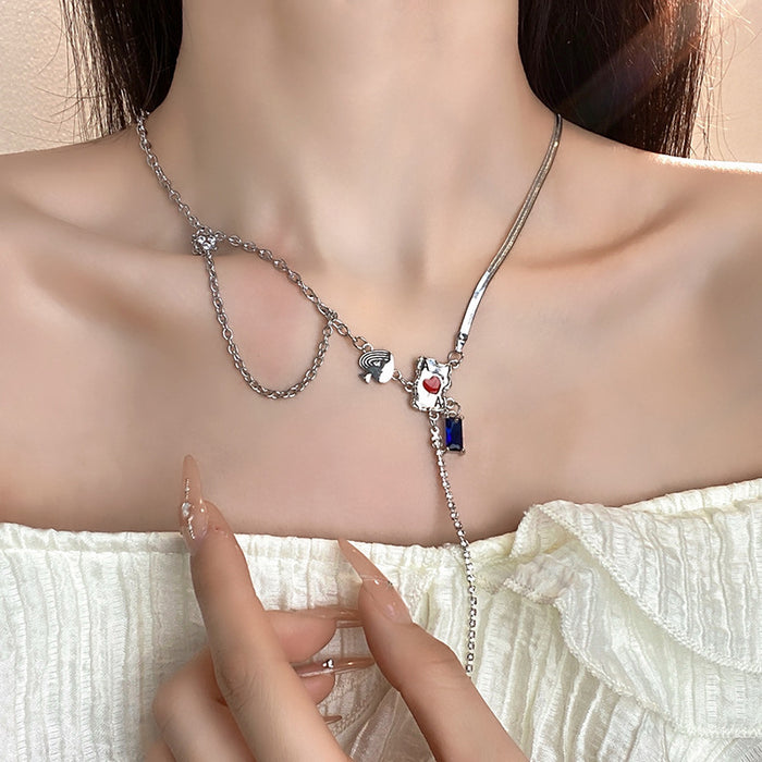 Wholesale Niche necklace design, patchwork necklace, versatile and high-end, tassel collarbone chain