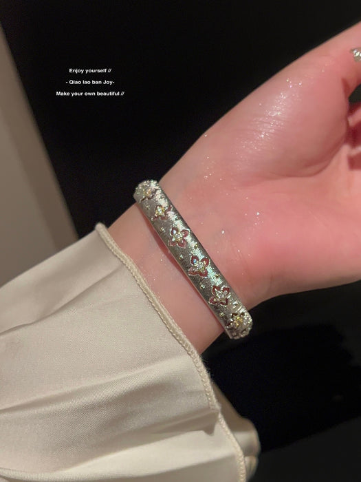 Wholesale Open sparkling diamond woven gold bracelet