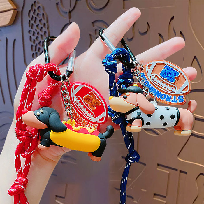 Wholesale Sausage Dog Doll Keychain Cartoon Puppy Couple Bag Pendant