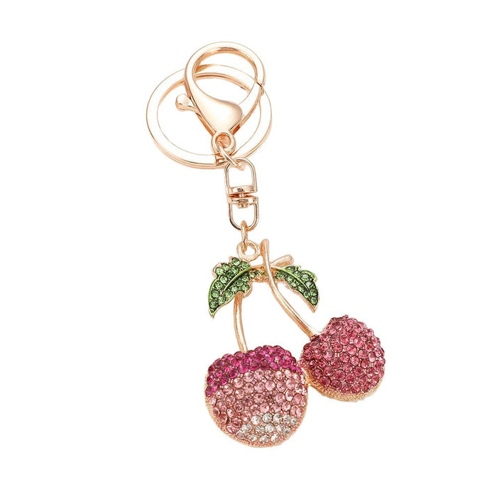 Wholesale Cherry Keychain Red Fruit Shape Key Ring Graduation Gift Decorative Accessory