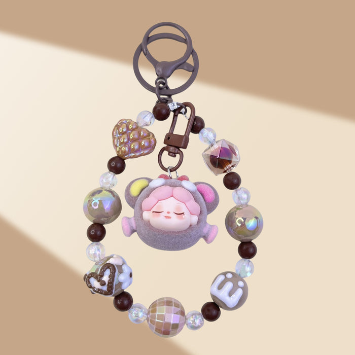 Wholesale Flocked Wizard Beaded Keychain