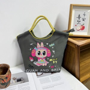 Wholesale Embroidered canvas crossbody bag zipper shoulder bag women' s fashionable handbag