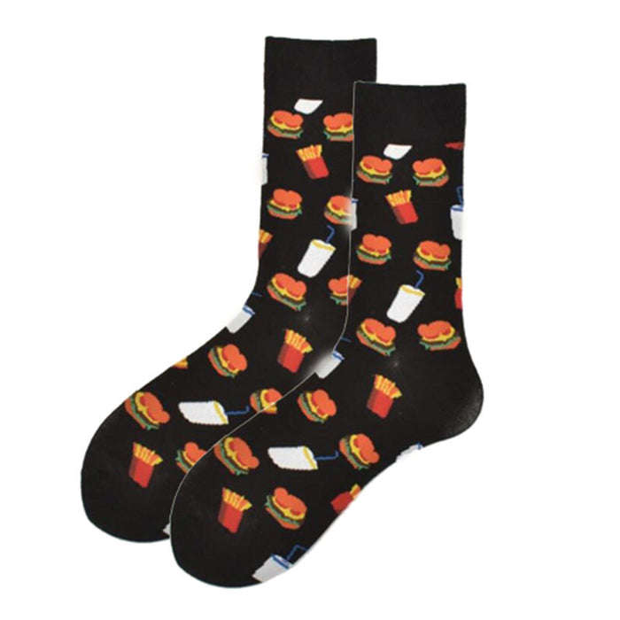 Wholesale Creative Fun Couple Socks Mid-tube Cotton Socks Hamburger Fries JDC-SK-CG022