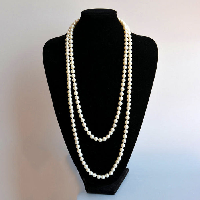 Wholesale Retro pearl necklace for female actress with elegant temperament, small fragrance style, double-layer collarbone chain, versatile long sweater chain