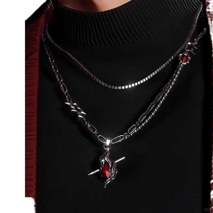 Wholesale Heart piercing double-layer necklace jewelry, layered necklace