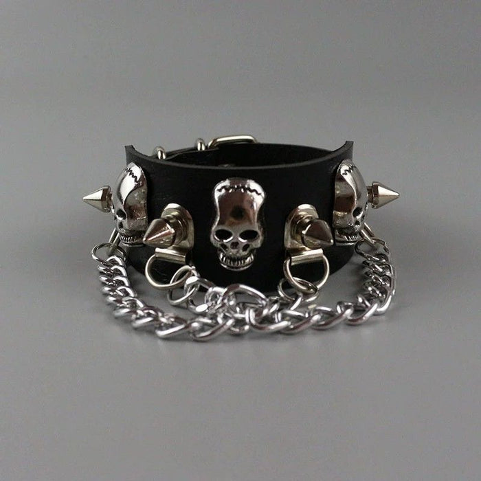 Wholesale Diablo Skull Rivet Chain Bracelet